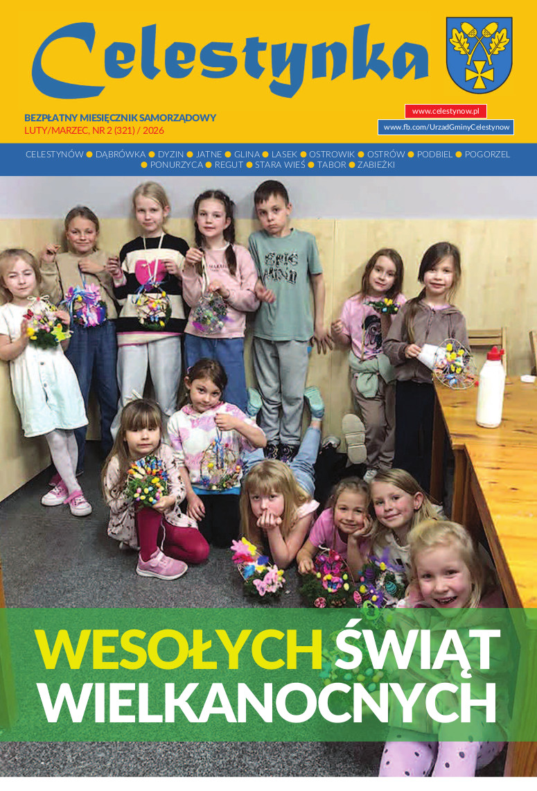 tytułowa strona gazety z dziećmi prezentującymi swoje stroiki świąteczne